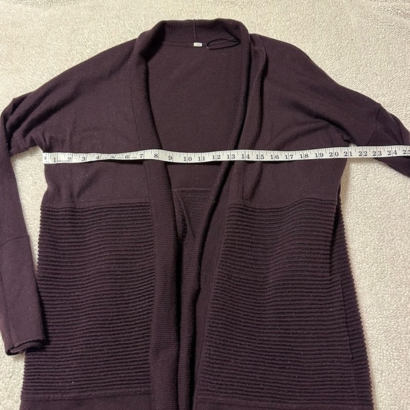 Lululemon Sit In Lotus Wrap Knit Cardigan Sweater Black Cherry Purple - Picture 7 of 15